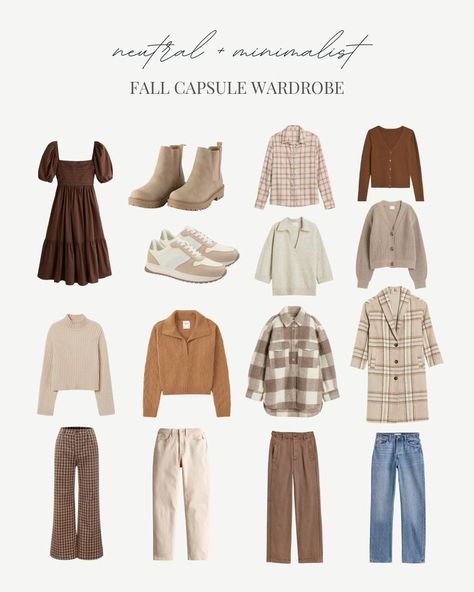 Neutral Color Clothes For Women, Brown Fall Outfits For Women, Soft Neutral Aesthetic Outfits, Neutral Tops Outfit, Paskuhan Outfit, Soft Autumn Capsule Wardrobe 2023, Light Coloured Outfits, Brown Neutral Outfits, Earth Tone Capsule Wardrobe