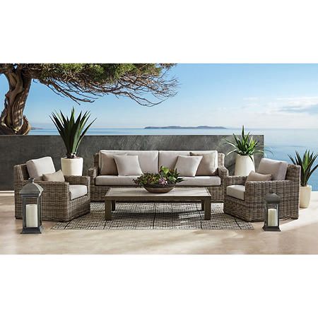 Member's Mark Halstead 4-Piece Seating Set - Sam's Club Tile Tables, Patio Seating Sets, Stylish Outdoor Furniture, Outdoor Seating Set, Lawn Furniture, Patio Storage, Sam's Club, Patio Seating, Outdoor Oasis