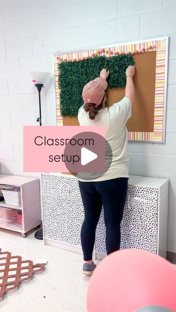 McKay Shelton on Instagram: "✨Classroom setup day 2 ✨  Teacher desk area ✔️ Math manipulatives organized✔️ Greenery board✔️ Lattice wall ✔️ kinda  Those areas may look great…but believe me.. there are many DOOM PILES that I did not show 🫣  #classroomsetup #classroomorganization #classroominspiration #classroomideas #classroommanagement #teacherlife #teachergram #teachersofinstagram #teachertribe #amazonfinds #teachersfollowteachers #firstgradeteacherfollow" Chic Teacher Desk, Classroom Document Camera Setup, Tutoring Classroom Setup, Teacher Refrigerator Area, Class Boards Decoration, Y6 Classroom Displays, Classroom Sitting Areas, Quiet Area In Classroom, Greenery Classroom Bulletin Board