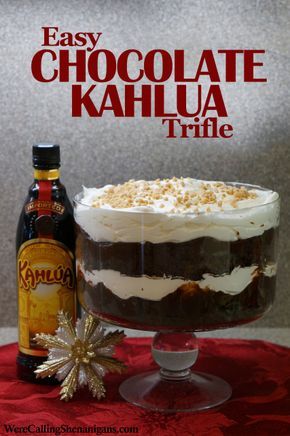 Kahlua Trifle, Kahlua Desserts, Booze Cakes, Booze Recipes, Amazing Deserts, Trifle Bowl Recipes, Trifle Cake, Trifle Dessert Recipes, New Years Eve Dessert