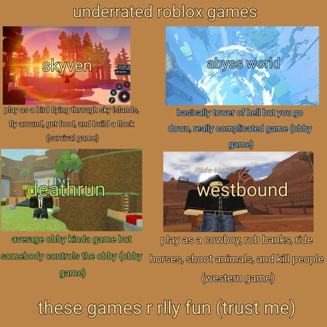 Underrated Roblox Games, Roblox Game Recommendations, Game Recommendations, Roblox Games, Roblox Game, Games Roblox, U 2, Game Ideas, Games To Play