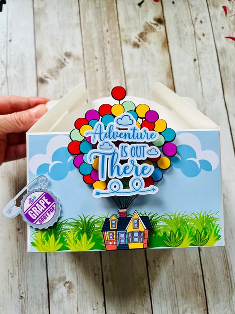 Adventure is out there favor boxes Adventure Theme Party Decorations, Pixar Up Party Favors, Superman Party Favors, Rio Birthday Parties, Up Party Favors, Minnie Mouse Party Favor, Baby Party Favors, Aladdin Party, Event Look