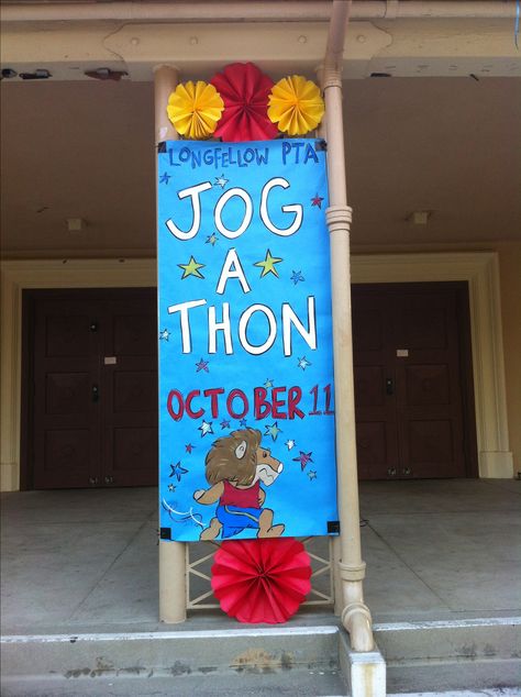 PTA Jog-A-Thon banner Jogathon Ideas, Jog A Thon, Pta Events, Class Mom, Pta Fundraising, School Volunteer, School Pto, Pe Ideas, Pta School