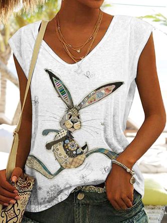 Socialite Style, Bunny Print, Rabbit Print, Plus Size T Shirt, Sleeveless T Shirt, Comfortable Tops, Sleeveless Tshirt, Plus Size T Shirts, Women Pullover