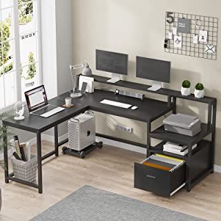 Amazon.com : Corner Desk Corner Desk With Hutch, Cpu Stand, Printer Storage, Desk With File Drawer, Printer Cabinet, Monitor Shelf, Desk Workstation, L Shape Desk, Desk With Hutch