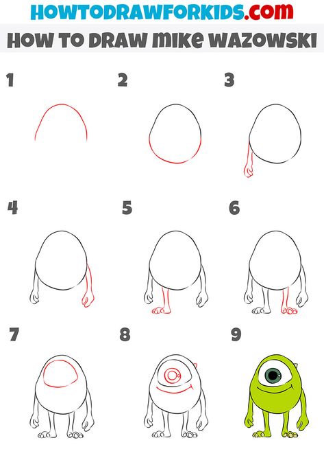 how to draw mike wazowski step by step Cartoon Art Drawing Easy Step By Step, How To Draw Monsters Inc, Cute Things To Draw Step By Step, Cartoon Characters Drawing Step By Step, Cartoon Character Step By Step, Cartoon Characters Step By Step, Cartoon Art Step By Step, Mike Wazowski Drawing Easy, How To Draw Mike Wazowski