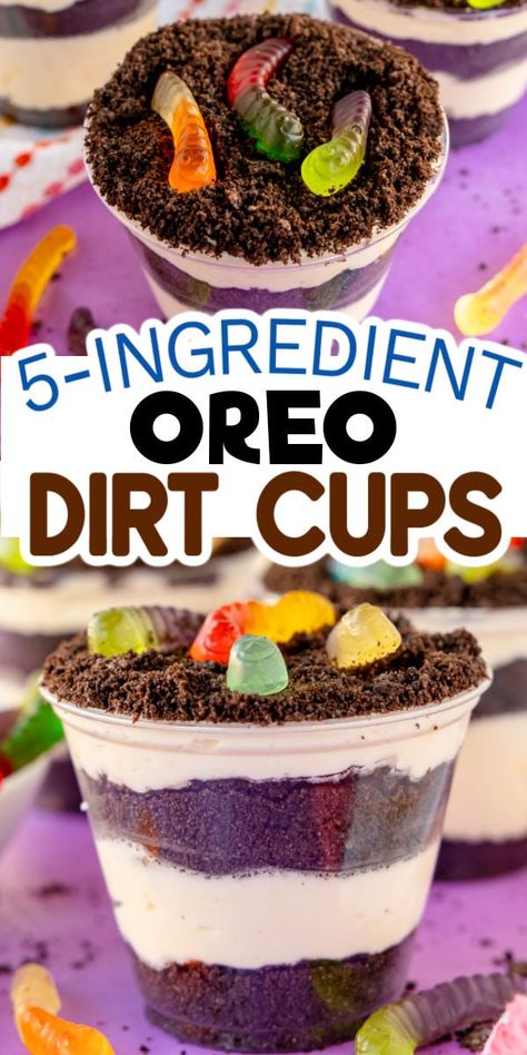 Fun Oreo dirt cups that are super simple to make and the perfect way to enjoy dirt and worms!