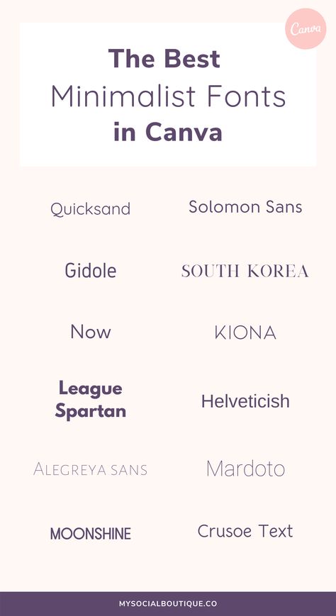 typography free fonts Minimalist Fonts Canva, Minimalist Canva Fonts, Canva Fonts Combinations, Architectural Font, Welcome Font, Free Canva Elements, Free Fonts For Commercial Use, Best Fonts For Logos, Best Canva Fonts