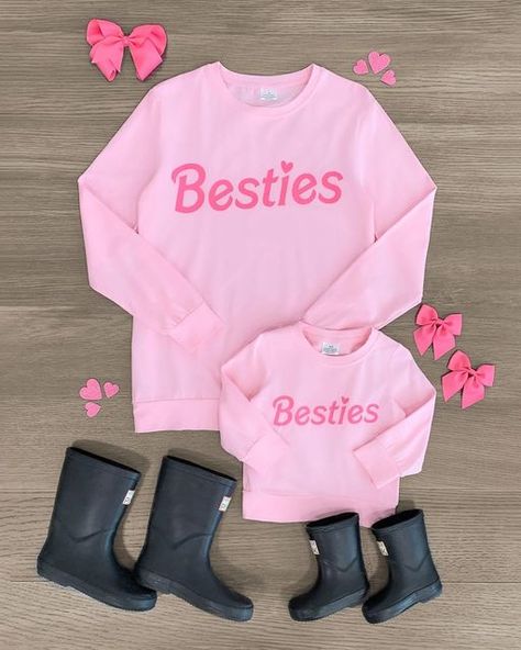 Matching Mommy Daughter Outfits, Mommy Daughter Outfits, Flannel Shacket, Pink Long Sleeve Top, Sparkle In Pink, Sister Photos, Children Top, Baby Skirt, Mommy And Me Outfits