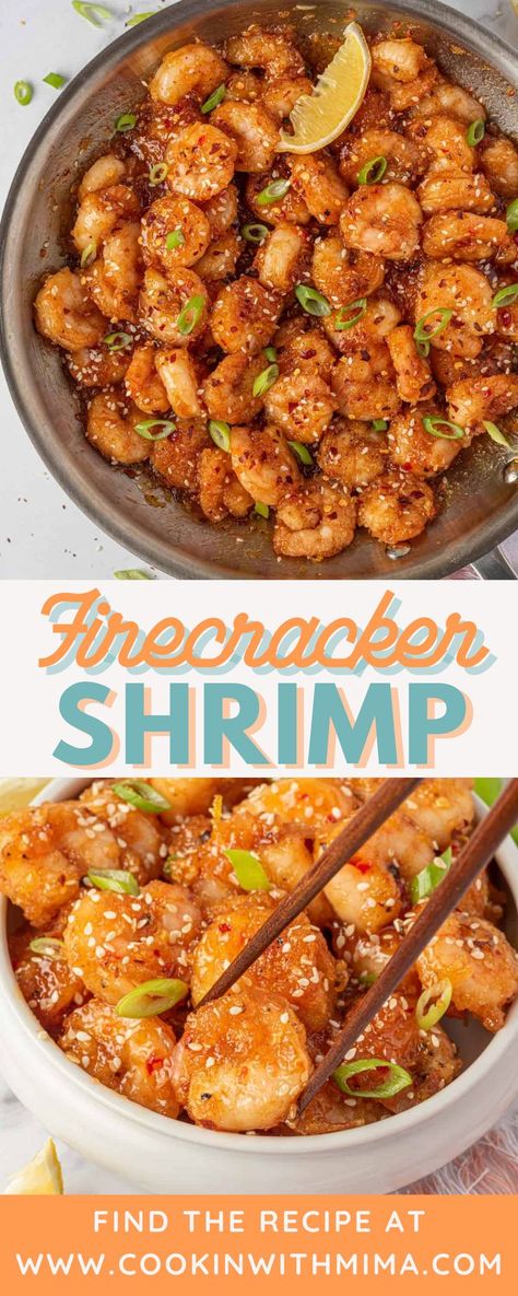 This Firecracker Shrimp is both sweet and spicy in flavor and has a super delicious crunch! This recipe is one that the whole family can enjoy and the heat level can be adjusted to fit your tastes. Make this recipe for any occasion and it’ll certainly be a crowd pleaser! Game Day Shrimp Recipes, Firecracker Shrimp Bowl, Shrimp Chinese Food Recipes, Firecracker Shrimp Sauce, Fire Cracker Shrimp Recipe, Summer Dinner Recipes Shrimp, Firecracker Shrimp Recipe, Asian Shrimp Recipes, Shrimp Dinner Recipes