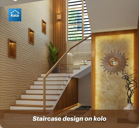 staircase, interior, koloapp, homedecor, wall, kerala Stair Case Wall Design, Staircase Wall Design Modern, Staircase Wall Design, Home Stairs, Staircase Interior Design, Staircase Wall Decor, Staircase Designs, Staircase Design Modern, Staircase Railing Design