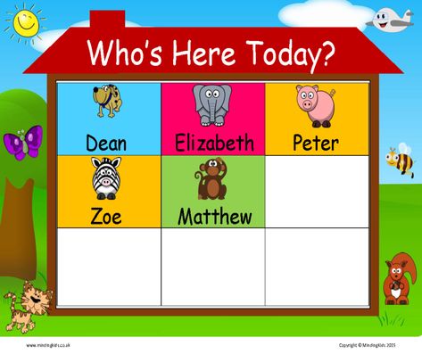 New Resources to INVOLVE children and BRIGHTEN up your setting! - MindingKids Look Who's Here Today Preschool, Who's Here Today Preschool Chart, Birthday Chart Classroom, Self Registration, Preschool Charts, Animal Name, Eyfs Classroom, Name Recognition, Fun Indoor Activities