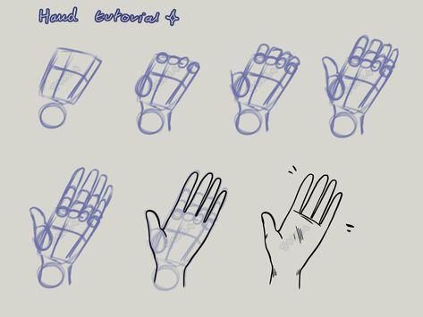 easy hand tutorial ✧ Hand Tutorial, Hands Tutorial, Base Drawing, Draw Human, Body Base, Body Base Drawing, Human Drawing, Drawing Tutorials, Face Drawing