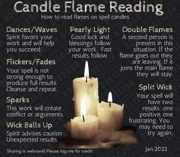 How To Read Deity Candle Flames, Wax Reading, Flickering Candles Meaning, Dancing Candle Flame Meanings, Candle Wax Divination, Dancing Flame Meaning, Reading Candle Flames, Flame Meaning Witch, Dancing Flame Candles Meaning