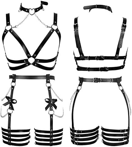 Body Harness Fashion, Spicy Clothes, Incubus Oc, Goth Harness, Black Over Knee Boots, Creative Outfit Ideas, Leather Harness Women, Harness Outfit, Wwe Outfits