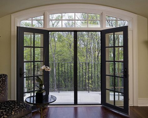 Perfect. Double French doors to deck with retractable screen. French Doors To Deck, Pintu Ganda, French Doors With Screens, Pintu Interior, Retractable Screen Door, Retractable Door, Double Doors Interior, French Doors Exterior, Balcony Doors