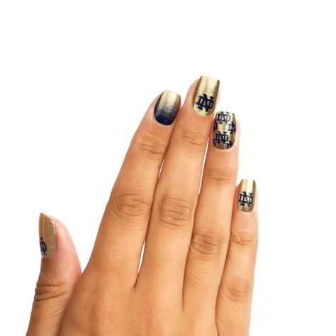 Notre Dame Colors, Nails Inspiration Summer, Glitter French Manicure, University Of Notre Dame, Glitter Dipped, Notre Dame University, Clear Nails, Beauty Nail, Nail Polish Strips