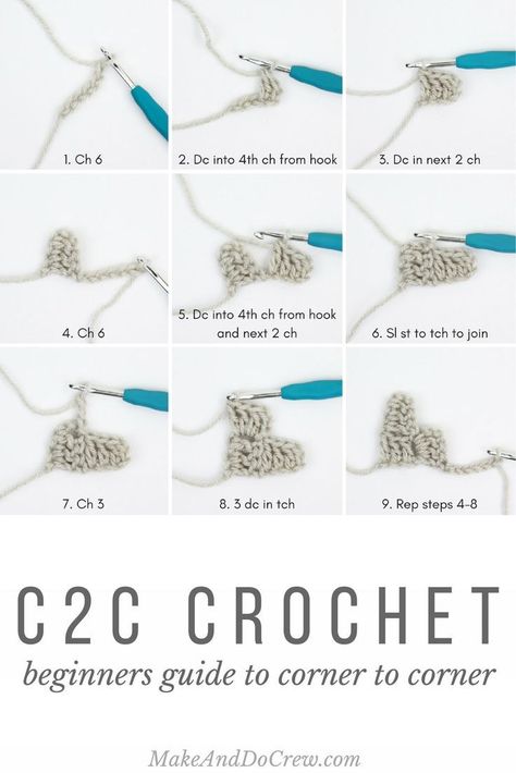 Learn how to corner to corner crochet (c2c) in this beginner tutorial. With c2c crochet you can crochet pictures and words from charts. So fun! What Is C2c Crochet, How To Crochet Corner To Corner, C2c Crochet Tutorial, Scrap Afghan, Crocheting Blanket, Crochet Help, Crochet Pictures, Projek Mengait, Corner To Corner Crochet Pattern