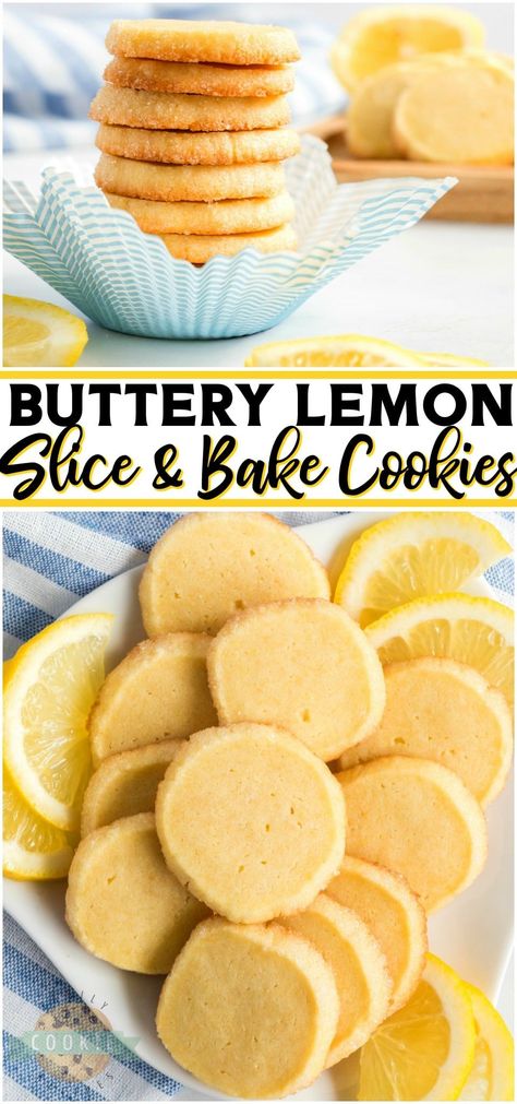 Lemon Butter Shortbread Cookies, Easy Freezer Cookies, Lemon Ice Box Cookies, Lemon Cheesecake Cookies, Lemon Gifts, Press Cookies, Delicate Desserts, Slice And Bake Cookies, Freezer Cookies