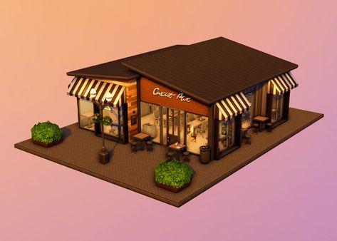 Sims 3 Coffee Shop, Sims 4 Lots Restaurant No Cc, Sims4 Coffee Shop, Ts4 Cafe Cc, Sims Shop Ideas, Sims4 Lots No Cc, Sims Coffee Shop, Ts4 Lots Cc, Coffee Shop Sims 4