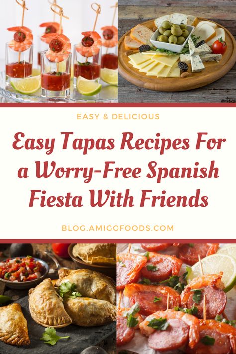 Spanish Tapas Party Appetizers, Spanish Appetizers Tapas Party Finger Foods, Make Ahead Tapas, Tapas Themed Party, Tapas For Party, Tapas Party Ideas Decor, Tapas Dinner Party Ideas, Easy Spanish Tapas, Easy Tapas Recipes Appetizers