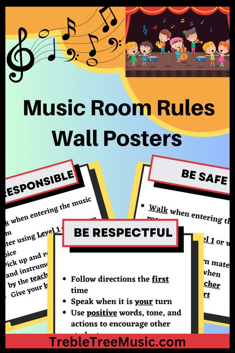 Many classes and transitions during the teaching day can impact student behavior in the elementary music classroom. I want to have "fun" in the music room to excite the children about being there. However, classroom behavior management may impact learning fun without clear and concise rules and expectations. Music Classroom Rules, Music Room Rules, Sharing Music, Room Rules, Posters For Classroom, Classroom Behavior Management, Musical Theme, Elementary Music Classroom, Student Behavior