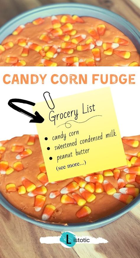 Peanut butter candy corn fudge made with *Brachs candy corn, sweet and condensed milk, white chocolate chips and peanut butter. A sweet dessert you can make for Halloween, Thanksgiving or any time in between. A creative seasonal treat to make for fall holidays. #brachcandycorn #candycornfudge #halloweenfudge #thanksgivingfudge #falldessert #candycorn Candy Corn Peanut Butter Fudge, Candy Corn Thanksgiving Treats, Fudge Made With Candy Corn, Candy Corn Recipes Easy, Candy Corn Fudge 3 Ingredients, Candy Corn And Peanuts Recipe, Candy Corn Dessert Recipes, Candy Corn Snacks, Butterfinger Fudge Candy Corn