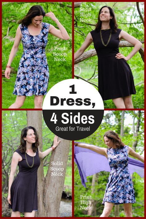 Reversible Dress Pattern, Multiwear Clothing, Convertable Clothes, Witchy Closet, Pack Light For Travel, Multiway Clothing, Traveling Clothes, Travel Tricks, Convertible Clothing