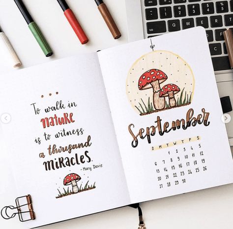 September Bullet Journal Cover Idea Jurnal Bullet Ideas September, Planer Ideas Diy September, September Boulet Journal, Bujo September Monthly, Planner Ideas September, September Notebook Ideas, Bujo Monthly Cover September, September Bujo Cover Page, September Diary Ideas