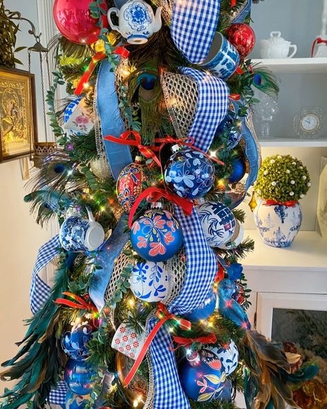 Blue christmas tree decorations