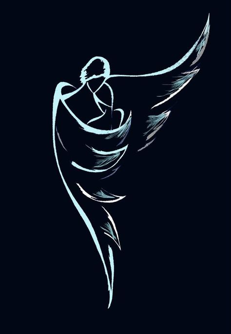 Tatyana NMarkovtsev Angel Drawing, Angel Painting, Art And Illustration, Angel Art, Mini Tattoos, Line Art Drawings, Art Drawings Simple, Art Drawings Sketches, Graphic Design Art