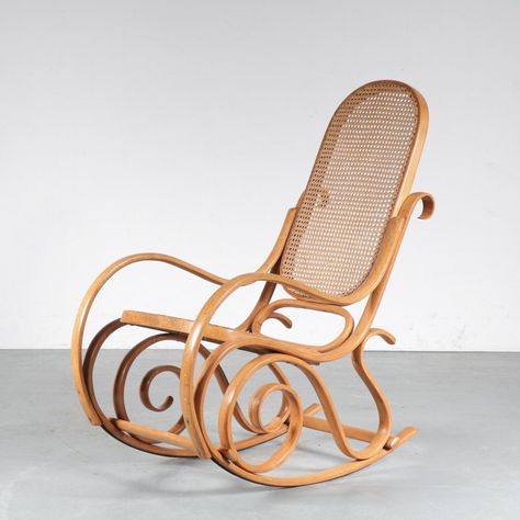 For sale: Bentwood rocking chair by Thonet, France 1950s | #vntg #vintage Thonet Rocking Chair, Bentwood Rocking Chair, King Chair, Living Room Plan, Thonet Chair, Love Chair, 1950s Design, Stylish Art, Wing Chair