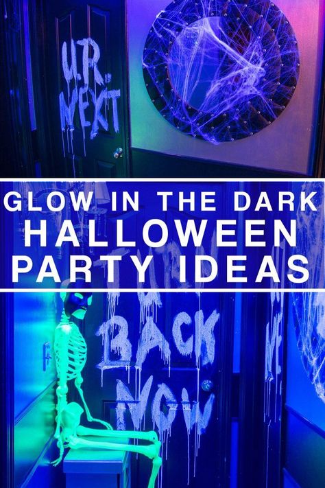 Black Light Halloween Decorations, Dark Decor Ideas, Black Light Halloween, Dark Halloween Party, Halloween Decorations Indoor Scary, Halloween House Party Decorations, Diy Black Light, Diy Glow In The Dark, Adult Halloween Party Decorations