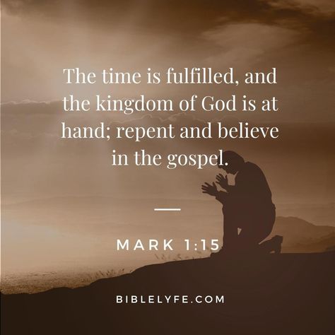 Repent And Believe, Gospel Of Mark, Christ Tattoo, Our Father In Heaven, Kingdom Of God, Bible Teachings, Kingdom Of Heaven, Bible Truth, Catholic Prayers