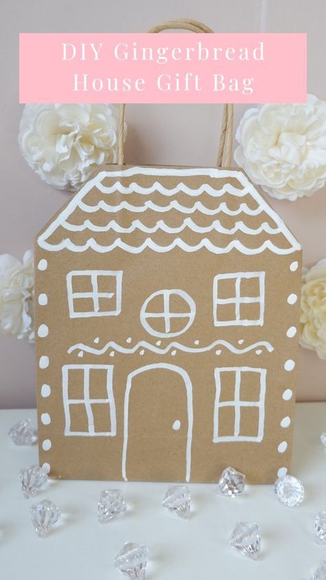 Catherine | DIY Gingerbread house gift bag So pretty and effective and so simple to do You will need Brown paper bags (8 for £1 Asda) Chalk pen... | Instagram Diy Gingerbread House, Ginger Bread House Diy, Diy Gingerbread, Brown Paper Bags, Gingerbread Diy, Gift Bags Diy, Chalk Pens, Bags Diy, Brown Paper Bag