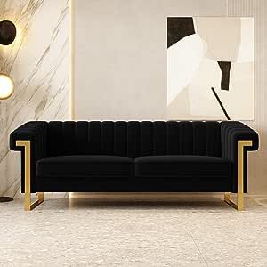 Black And Gold Living Room, Black Velvet Sofa, Luxury Couch, Modern Velvet Sofa, Velvet Chesterfield Sofa, Black Couches, Large Sectional Sofa, Couch For Living Room, Velvet Living Room