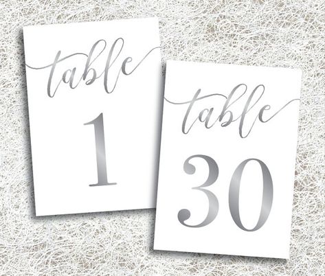 Silver Table Numbers Wedding, Purple Reception, Navy Table, Diy Table Numbers, Wedding Table Numbers Printable, Printable Table Numbers, Silver Table, Wedding Table Flowers, Printable Numbers