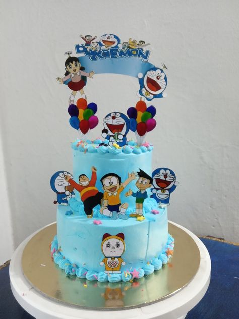 Doraemon Theme Cake, Doremon Cake Designs, Dora Emon, Bon Voyage Cake, Doraemon Cake, Cake Butterfly, Cake Designs For Boy, Birthday Cake For Mom, Butterfly Birthday Cakes