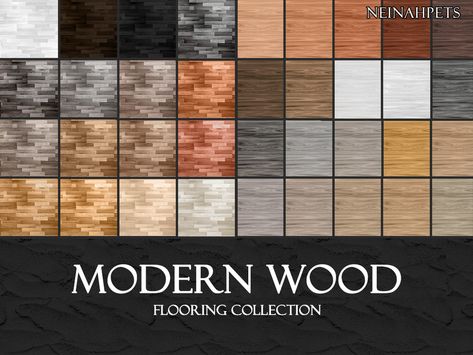 The Sims Resource - Modern Wood Floors Collection Sims 4 Loft, Modern Wood Floors, White Marble Floor, Marble Tile Floor, Sims 4 Cc Furniture, Black And White Marble, Black Floor, Green Tile, Sims 4 Build