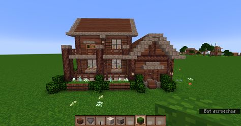 Cute Minecraft wooden house with porch and balcony House With Porch And Balcony, Minecraft Wooden House, Balcony House, Cute Minecraft, House Porch, House With Balcony, Porch And Balcony, Minecraft House, House With Porch