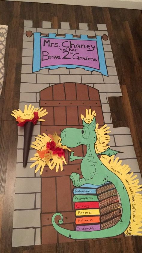 Disney Castle Door Decorations Classroom, Boosterthon Castle Quest, Castle Quest Boosterthon, Fairy Tale Door Decorations, Castle Door Decorations Classroom, Castle Theme Bulletin Board, Fun School Bulletin Boards, Castle Classroom Door, Fairy Tale Bulletin Board