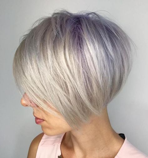 Hair With Purple Tips, Hair With Purple, Gray Bob, Purple Tips, Short Hairstyles Fine, Fine Straight Hair, Short Layered Haircuts, Cute Hairstyles For Short Hair, Short Hair With Layers