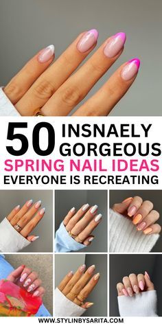 Spring Nail Ideas, Beach Nail Art, Simple Spring Nails, April Nails, Nails Chrome, May Nails, Spring Acrylic Nails, Nail Color Trends, Spring Nail Trends