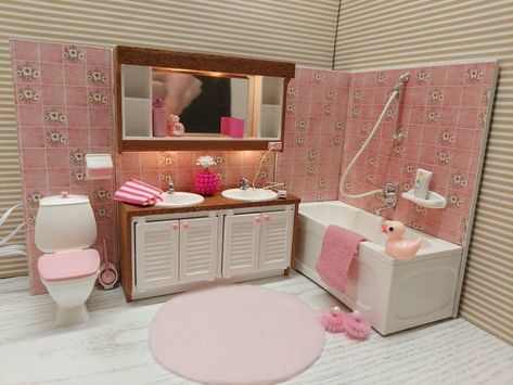 Lundby Original Complete Bathroom Set With Lights and Tiny | Etsy UK Pink Bathroom Set, Barbie Bathroom, Complete Bathrooms, Dolls Houses, Pink Bathroom, Shower Hose, Bathroom Set, Bathroom Sets, Fresh And Clean