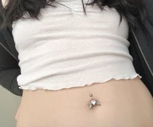 Belly Button Piercing, Belly Button, Follow Me, White, Black