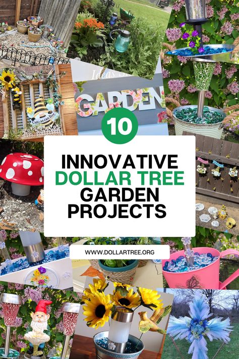 Dollar tree garden projects Dollar Tree Garden Crafts, Dollar Tree Garden Ideas, Dollar Tree Garden, Tree Garden Decor, Bee Decorations, Garden On A Budget, Outside Fall Decor, Easy Diy Ideas, Garden Organization