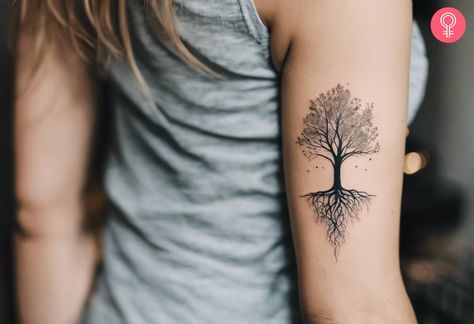 8 Bold Tree Roots Tattoo Ideas Symbolizing Growth & Renewal Rooted Tattoo, Tree Root Tattoo, Roots Tattoo Ideas, Tree With Roots Tattoo, Personal Growth Tattoo, Chicago Skyline Tattoo, Tree Roots Tattoo, Hand Tattoo Images, Roots Tattoo