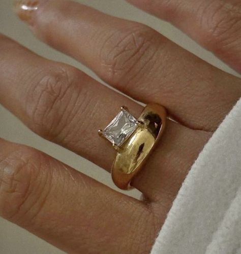 Avant Garde Engagement Ring, Brushed Gold Engagement Ring, Chunky Engagement Rings, Thick Band Engagement Ring, Famous Engagement Rings, Thick Gold Band, Cute Engagement Rings, Future Engagement Rings, Dope Jewelry