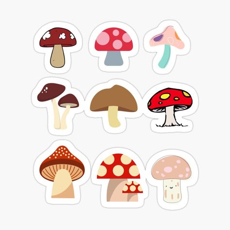 Mushroom Stickers Printable, Sticker Mushroom, Mushroom Stickers, Innovative Packaging, Dresses Traditional, Indian Dresses Traditional, Sticker Ideas, Fimo Clay, Diy Stickers