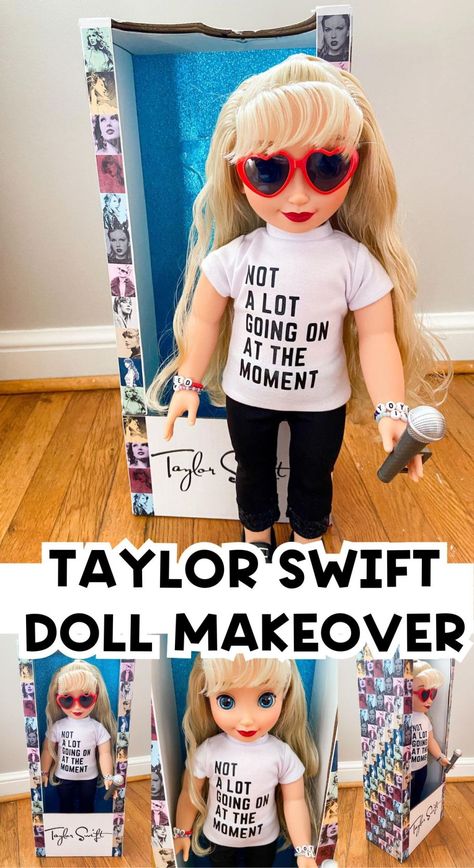 We Love this DIY Taylor Swift Doll For The Taylor Tots Taylor Swift Doll Diy, American Doll Diy, Taylor Swift American Girl Doll, Taylor Swift Birthday Diy, Taylor Swift Diy Crafts Ideas, Taylor Swift Crafts For Kids, Taylor Swift Crafts Ideas, Taylor Swift Diy Crafts, Princess Playroom